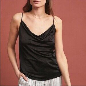 ANTHRO | Claremont Drapey Spaghetti Strap Cami Black M